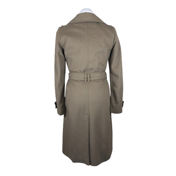 COPY - Burberry Trench Coat Belted Cashmere Wool Pea Coat Dark Green Tan US 4 U… - Picture 9 of 14